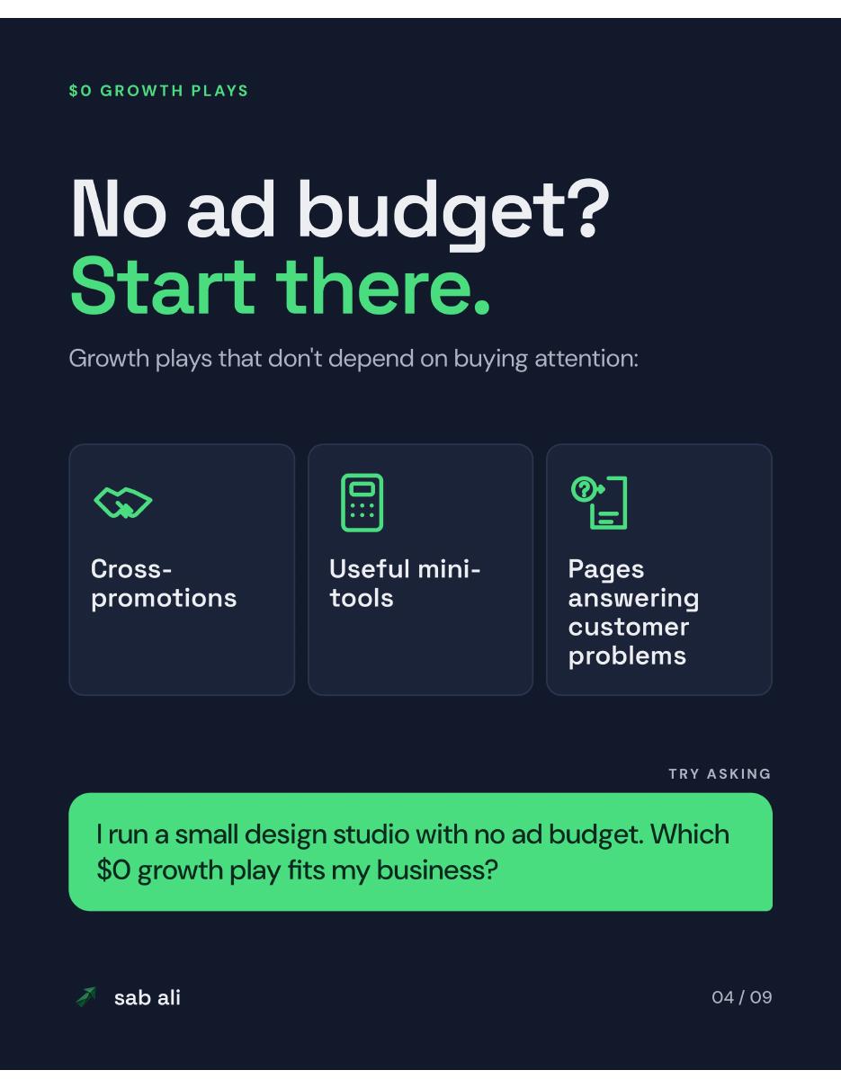 No ad budget? Growth plays that don't depend on buying attention.